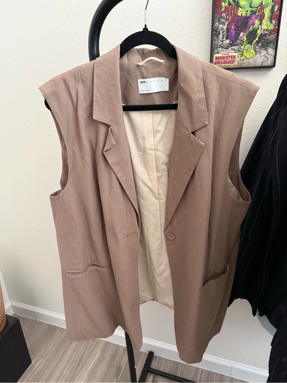 ASOS Sleeveless Blazer Vest in Taupe